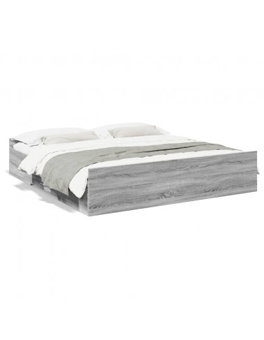 Giroletto Cassetti Grigio Sonoma 200x200 cm Legno Multistrato