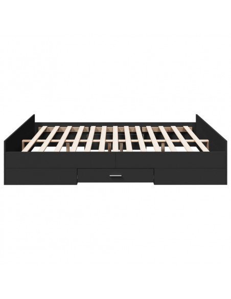 Giroletto con Cassetti Nero 200x200 cm in Legno Multistrato