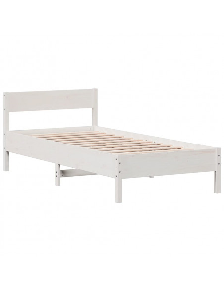 Giroletto con Testiera Bianco 100x200 cm Legno Massello di Pino