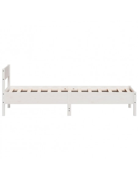Giroletto con Testiera Bianco 100x200 cm Legno Massello di Pino