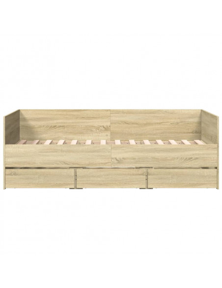 Divano Letto con Cassetti Rovere Sonoma 75x190 cm Multistrato