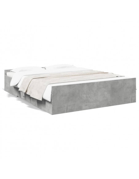 Giroletto Cassetti Grigio Cemento 160x200 cm Legno Multistrato
