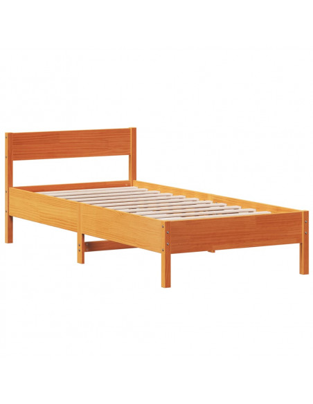 Giroletto con Testiera Marrone Cera 100x200 cm Massello Pino