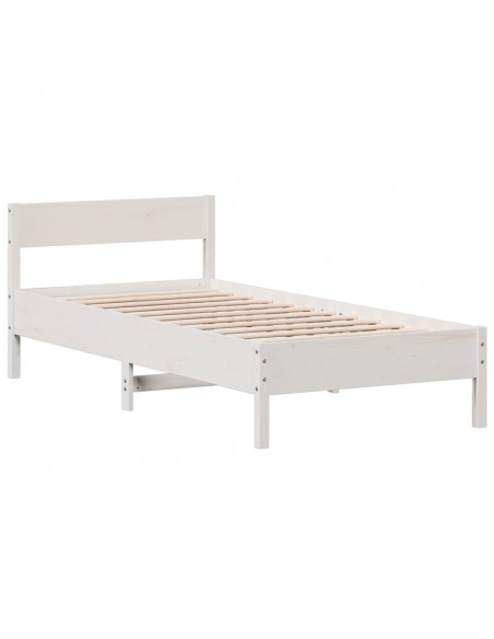 Giroletto con Testiera Bianco 90x200 cm Legno Massello di Pino