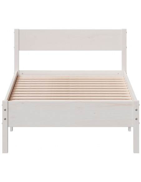 Giroletto con Testiera Bianco 90x200 cm Legno Massello di Pino