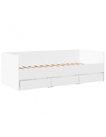 Divano Letto con Cassetti Bianco 100x200cm in Legno Multistrato