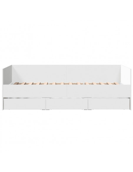 Divano Letto con Cassetti Bianco 100x200cm in Legno Multistrato