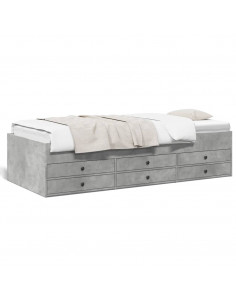 Divano Letto con Cassetti Grigio Cemento 100x200 cm Multistrato 2