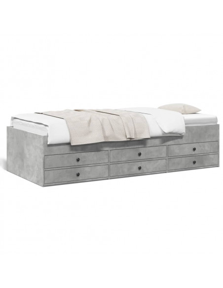 Divano Letto con Cassetti Grigio Cemento 100x200 cm Multistrato