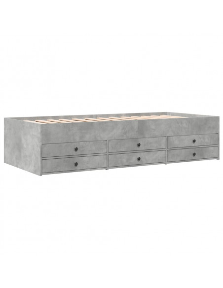 Divano Letto con Cassetti Grigio Cemento 100x200 cm Multistrato