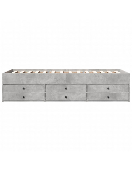 Divano Letto con Cassetti Grigio Cemento 100x200 cm Multistrato