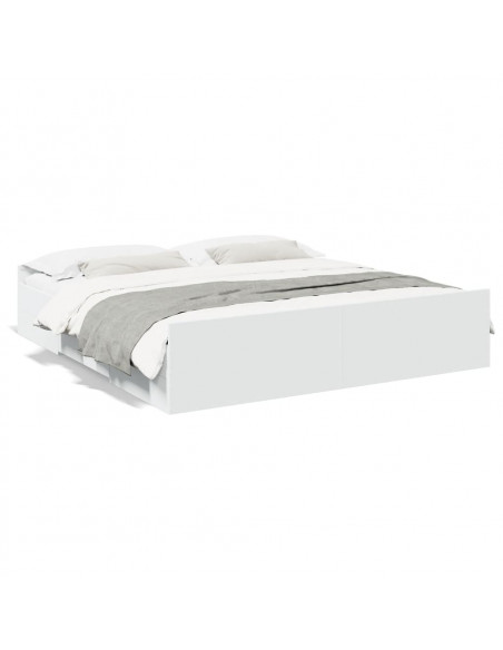 Giroletto con Cassetti Bianco 200x200 cm in Legno Multistrato