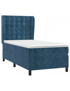 Giroletto a Molle con Materasso Blu Scuro 90x190 cm in Velluto 2