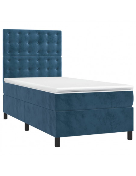 Giroletto a Molle con Materasso Blu Scuro 90x190 cm in Velluto