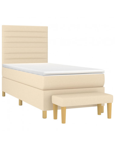 Giroletto a Molle con Materasso Crema 90x190 cm in Tessuto