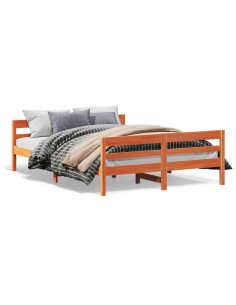 Giroletto con Testiera Marrone Cera 120x200 cm Massello Pino 2