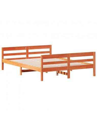 Giroletto con Testiera Marrone Cera 120x200 cm Massello Pino