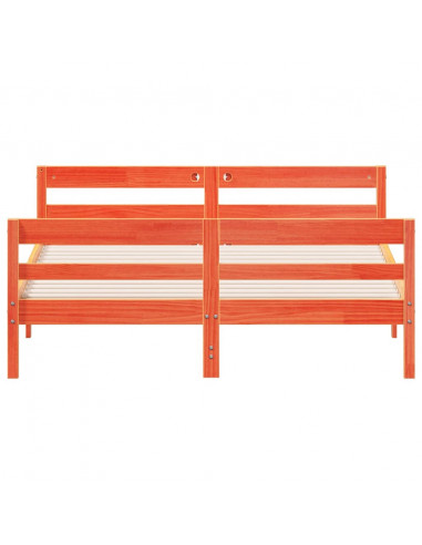 Giroletto con Testiera Marrone Cera 120x200 cm Massello Pino