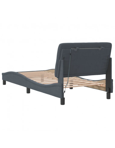 Giroletto con Luci LED Grigio Scuro 90x200 cm in Velluto