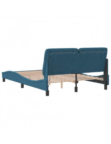 Giroletto con Luci LED Blu 140x190 cm in Velluto