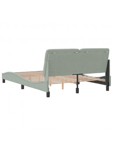 Giroletto con Testiera Grigio Chiaro 120x200 cm in Velluto