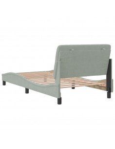 Giroletto con Testiera Grigio Chiaro 100x200 cm in Velluto 2