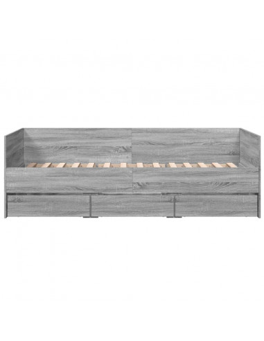 Divano Letto con Cassetti Grigio Sonoma 90x200 cm Multistrato