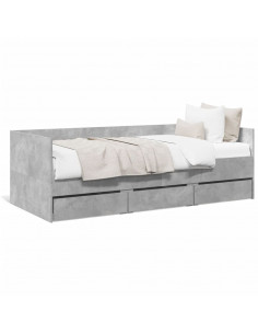 Divano Letto con Cassetti Grigio Cemento 90x200 cm Multistrato 2
