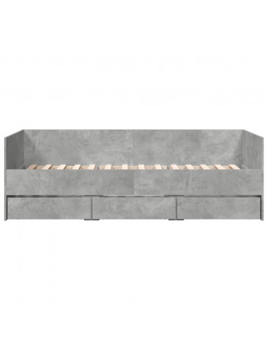 Divano Letto con Cassetti Grigio Cemento 90x200 cm Multistrato