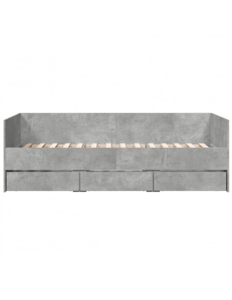 Divano Letto con Cassetti Grigio Cemento 90x200 cm Multistrato