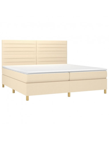 Letto a Molle Materasso e LED bianco 200x200cm in Tessuto