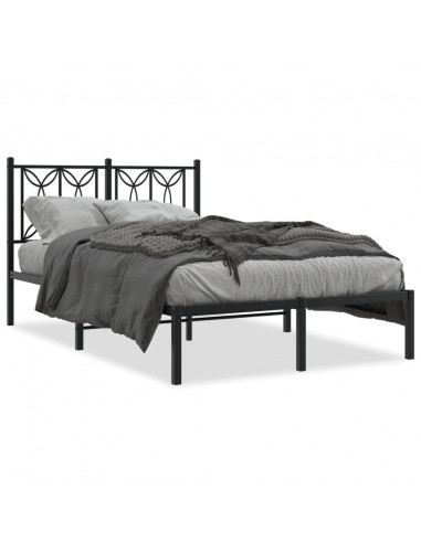 Giroletto con Testiera in Metallo Nero 120x200 cm