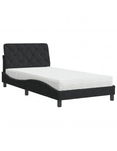 Letto con Materasso Nero 100x200 cm in Velluto 2
