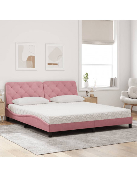 Letto con Materasso Rosa 180x200 cm in Velluto