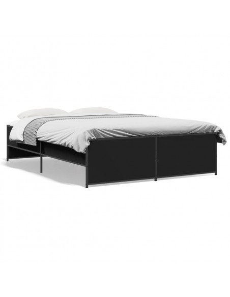 Giroletto Nero 135x190 cm in Legno Multistrato e Metallo