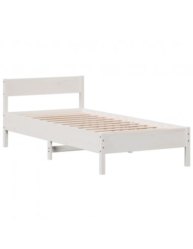 Giroletto con Testiera Bianco 75x190 cm Legno Massello di Pino