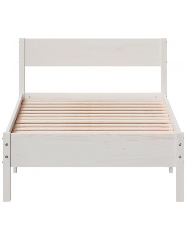 Giroletto con Testiera Bianco 75x190 cm Legno Massello di Pino