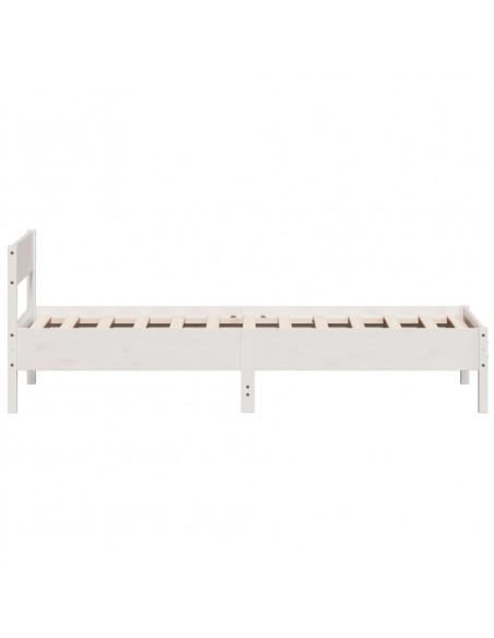 Giroletto con Testiera Bianco 75x190 cm Legno Massello di Pino