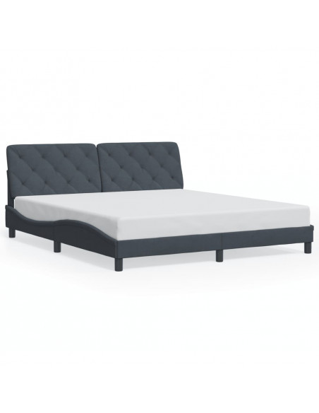 Giroletto con Testiera Grigio Scuro 180x200 cm in Velluto