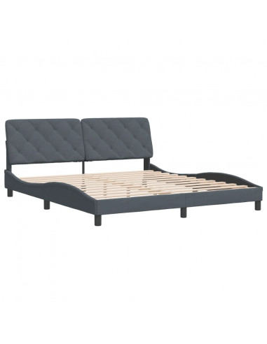 Giroletto con Testiera Grigio Scuro 180x200 cm in Velluto