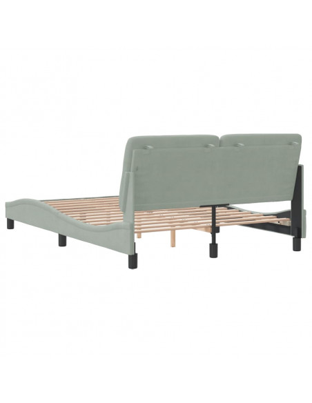 Giroletto con Testiera Grigio Chiaro 140x190 cm in Velluto
