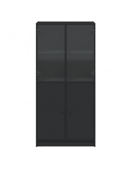Credenza con Ante Nera 68x37x142 cm in Legno Multistrato