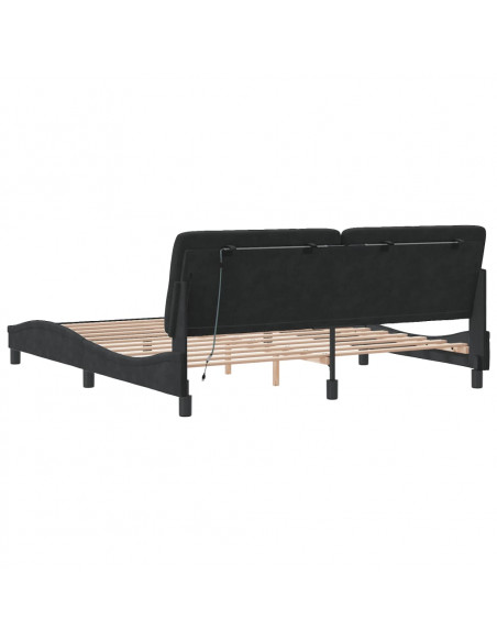 Giroletto con Luci LED Nero 180x200 cm in Velluto
