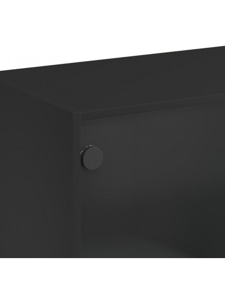 Credenza con Ante Nera 68x37x142 cm in Legno Multistrato