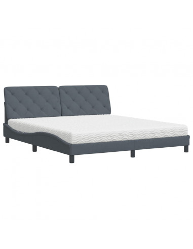 Letto con Materasso Grigio Scuro 180x200 cm in Velluto