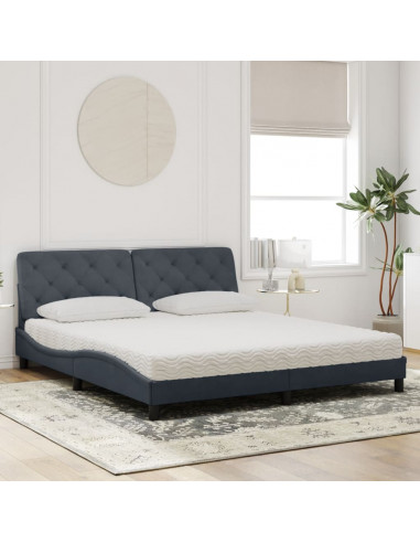 Letto con Materasso Grigio Scuro 180x200 cm in Velluto