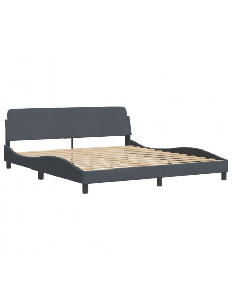 Letto con Materasso Grigio Scuro 180x200 cm in Velluto