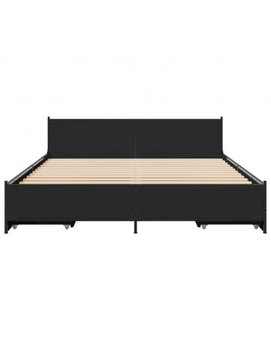 Giroletto con Cassetti Nero 150x200 cm in Legno Multistrato