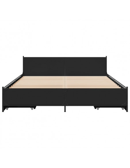 Giroletto con Cassetti Nero 150x200 cm in Legno Multistrato