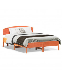 Giroletto con Testiera Marrone Cera 135x190 cm Massello Pino 2